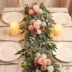 Wedding Arch Swag, White Pink Rose Eucalyptus Greenery Arrangement
