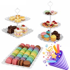 10 Pcs Dessert Table Display Set,3Pcs 3 Tier Cupcake Stand,3Pcs Plastic Wedding
