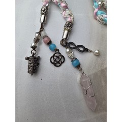 Pastel Handfasting Cord Braided Ribbon Lace Rose Quartz Pentacle Charms 53in D1