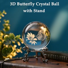 IFOLAINA 3D Butterfly Crystal Ball 60mm Gifts Ideas for 2.36 inches, Clear