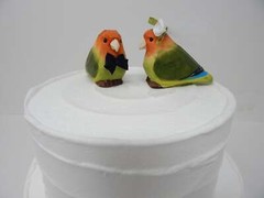 Lovebird Cake Topper Bird Bride Groom Love Wedding Engagement Wood Statue