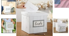Collapsible Rustic Wood Card Box – Ideal for Wedding Receptions and Showers