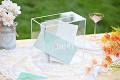 Clear Acrylic Card Box W/slot Thick Diy Wedding Box Blank White Print Large 10×1