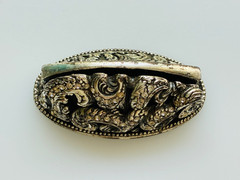 Vintage Silver Tone PLACE NAME HOLDER Heavy MARCASITE 2.25 x 1.25 x 1″ PAPYRUS