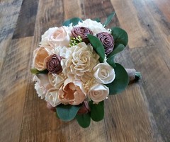 Blush Peach Pink Bridal Bouquet Artificial Sola Wood Wedding Flowers Bridesmaid