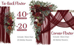 Burgundy Wedding Arch Flowers & Drapes Kit – 4 Piece Floral Decor Set