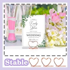 Gold Table Number Place Card Holders 32 PCS, Heart Shape Photo Card Stand