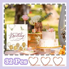 Gold Table Number Place Card Holders 32 PCS, Heart Shape Photo Card Stand