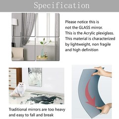 Full Length Acrylic Mirrors Stickers for Walls, 4pcs Self Adhesive Safe Plexi…