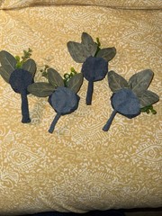 Set Of Four Denim Bridal Wedding Rose Boutonnières For Groomsmen