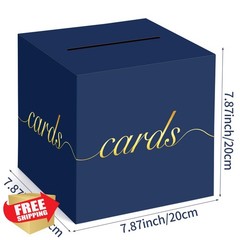 Hxezoc Navy Blue Gold Card Box Wedding Money Holder