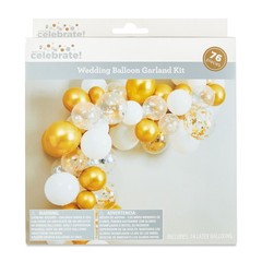 Way To Celebrate 76Pcs Gold White Wedding Balloon Garland Kit