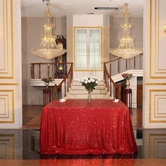 Juya Delight 60″ x 102″ Red Sequin Tablecloth x (Rectangular),