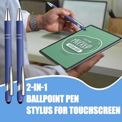 12 Pcs Blue Ink Ballpoint Pen with Stylus Tip, 1.0 mm Metal Pen Stylus Pen fo…