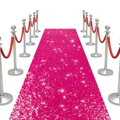 Hot Pink Carpet Runner for Party Wedding Aisle Sequin Sparkly Rug for Prom Ce…