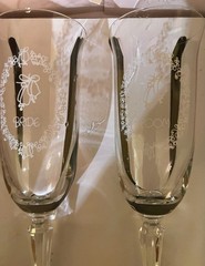 Precious Moments Bride Groom Champagne Flutes Set Wedding Toast Glasses In Box
