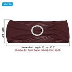 25Pcs 14″x5″ Stretch Chair Sashes Bows Chair Bands Sash with Buckle Dark Brown