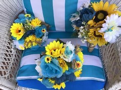 Sunflower wedding flowers package bridal bouquet decorations 5 bouquet turquoise