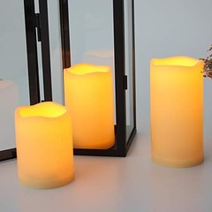 Waterproof Outdoor Battery Operated Flameless Candles Dark Ivory, 3″x4″,5″,6″