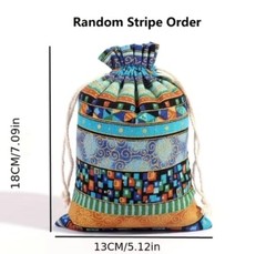 4 Egyptian Ethnic Style Jewelry Candy Pouch, Small Drawstring Gift Bag