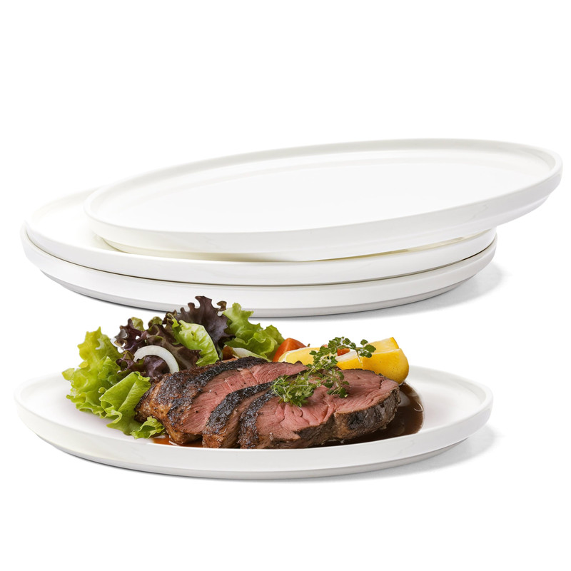 Vikko Salad Plate Set Of 4 White Plates Bone China Stackable 10 Inch Dinner