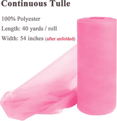 Pink Tulle Fabric Rolls 54 Inch X 40 Yards Large Mesh Tull Bolt for Wedding, Gar