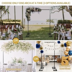 8.2 FT Wedding Arch Rectangle Stand Square Backdrop Stand, Extra Matte Black