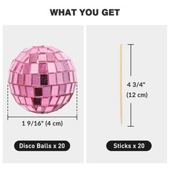 Yescom 20PCS 1.6″ Small Disco Ball Mirror Mini Hanging for Events Wedding Party