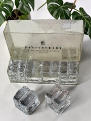 Pottery Barn Placecard Holders Clear Glass Cubes Wedding Shower Display Set 8