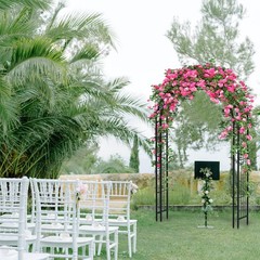 Arbuxzuy 88in Steel Garden Arch Arbor Trellis for Climbing Medium, Black