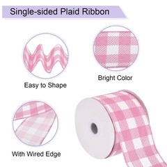 Plaid Check Ribbon, 2.5 Inch x 10 Yards Gingham Ribbon, Purple