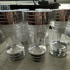 5 oz Clear with Silver Rim Plastic Champagne Flutes Disposable 5 Sets Of 4 (20)
