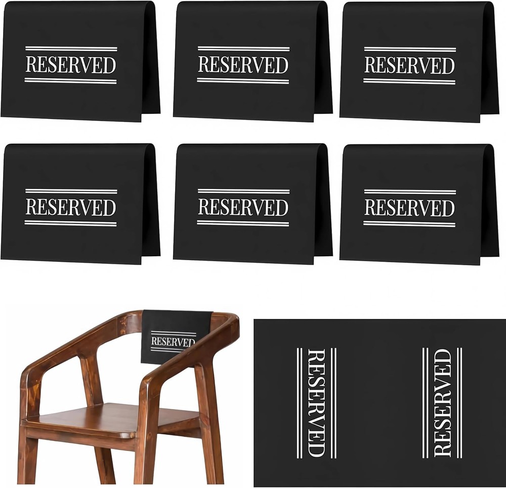 Reserved Chair Signs for Events – Black, Foldable, 6 Pieces | Table & Seating