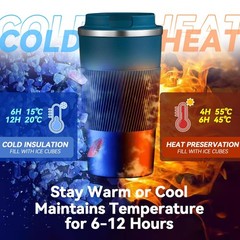 12oz Stainless Steel Travel Mug Insulated Coffee Cup Leak Proof Lid Blue