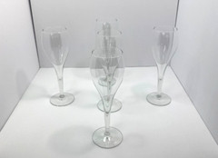 1970’s Champagne Stem Flute Toasting Glasses Vintage Set of 5 light in weight