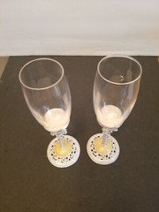 Nuptio Champagne Flutes Glasses 2pcs.Flute Enamel Wedding Crystal 9.75″tall