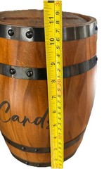 Wedding Card Wood Barrel Gift Card Box On Wooden Stand, Slotted Lid 11″