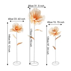 Giant Artificial Flower Decoration For Wedding Background Freestanding Set Of 3