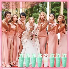 Ovveroche 8 Pcs Bridesmaid Cups with Lids and Straws, Reusable Small, White
