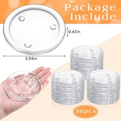 Patelai 36 Pieces Clear Glass Pillar Candle Holder Plates 4 Inch Round