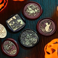 Brass Sealing Wax Stamp Halloween Series Wax Seal Stamp for Cards Decorations