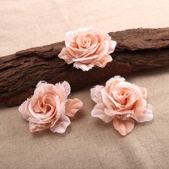 CraftbuddyUS 10 x 75mm 3D Vintage Lace & Fabric Rose Flowers for Wedding Decorat