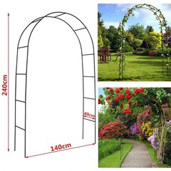 Outdoor Metal Black Wedding Arch Curved Garden Arbor for Climbing Plants Trellis