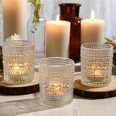 12-Pack Clear Glass Votive Candle Holders for Weddings & Parties