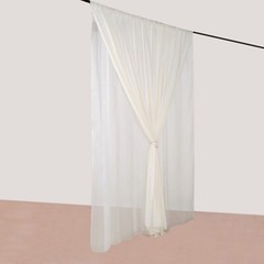 IVORY 10 ft x 10 ft Polyester Sheer Chiffon Dual Layer CURTAIN Rod Pockets Party