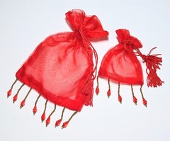 Jewelry Bags Organza Bags Red Gift Pouch Candy Wedding Favor Mix 5×7 3×4 48pcs