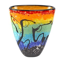 Modern Murano Style Art Glass Colorful Centerpiece Allura Oval Vase, 7 Inches