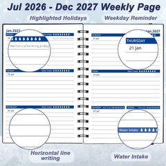 Day Planner 2026-2027, 2026 Weekly and Monthly Planner, Jul 2026-Dec 2027, 18…