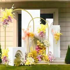 6FT Arch Backdrop Stand, Gold Metal Arch Stand Backdrop Ideal for Weddings