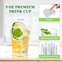 2000 Pack 5 OZ Clear Small Dessert Plastic Cups, 5 5oz-2000pack-clear-cups